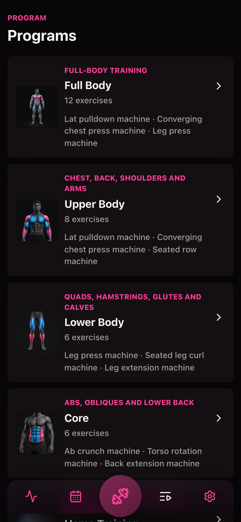 The Fitgirl program overview with full-body, upper-body, lower-body and core workouts